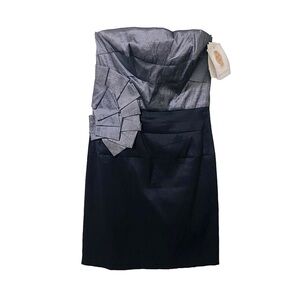 Jessica McClintock strapless Black and Pewter Gray mini dress size 6 NWT
